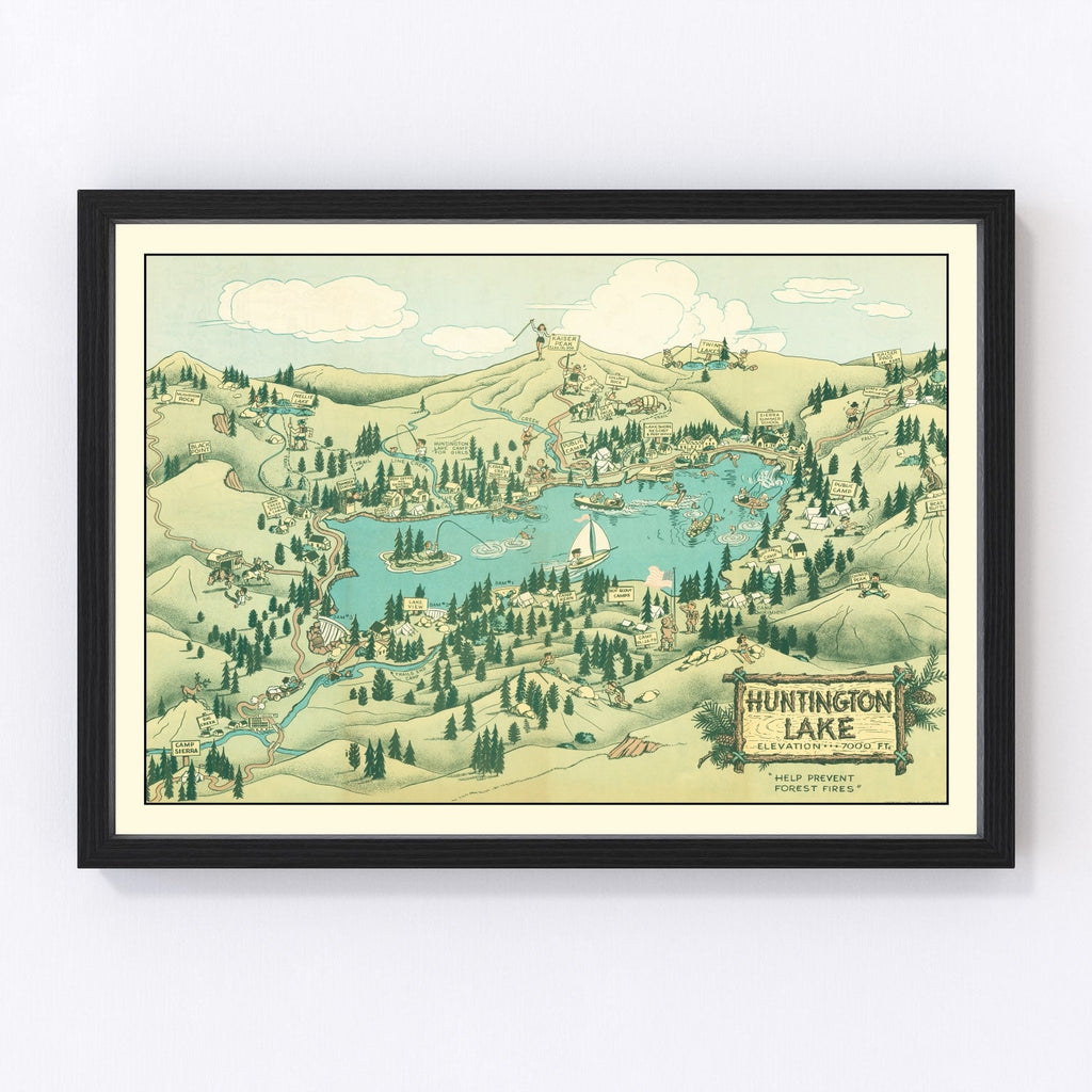 Vintage Map of Huntington Lake, 1940