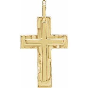 14K Yellow Gold 24.47x13.4 mm Textured Cross Pendant