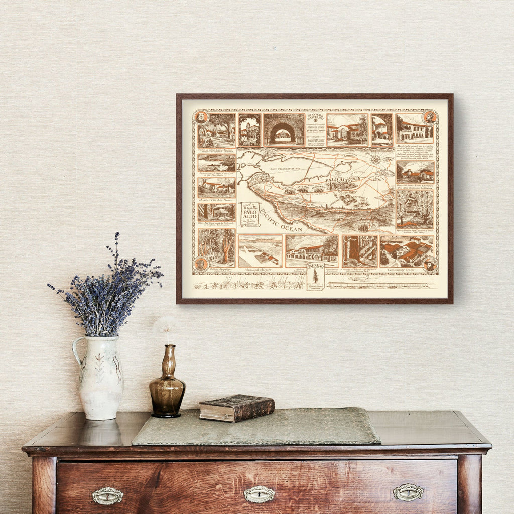 Vintage Map of Palo Alto, California 1940