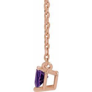 14K Rose Gold Natural Amethyst Heart 16-18" Necklace