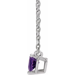 14K White Gold Natural Amethyst Heart 16-18" Necklace