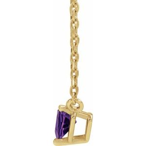 14K Yellow Gold Natural Amethyst Heart 16-18" Necklace