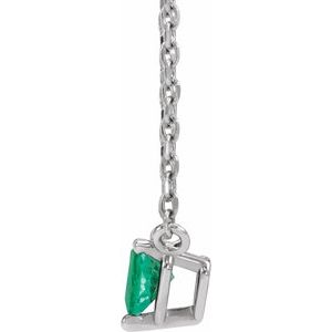 Sterling Silver Lab-Grown Emerald Heart 16-18" Necklace