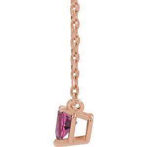 14K Rose Gold Natural Pink Tourmaline Heart 16-18" Necklace