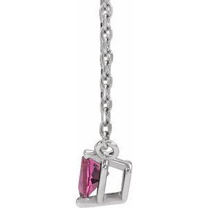 Platinum Natural Pink Tourmaline Heart 16-18" Necklace