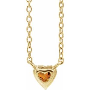 14K Yellow Gold Natural Citrine Heart 16-18" Necklace
