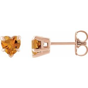 14K Rose Gold Natural Citrine Stud Earring