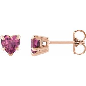 14K Rose Gold Natural Pink Tourmaline Stud Earring