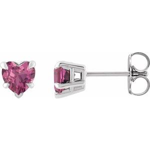14K White Gold Natural Pink Tourmaline Stud Earring