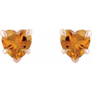 14K Rose Gold Natural Citrine Stud Earring – image 2