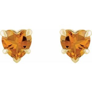 Heart 5-Prong Claw V-End Stud Earrings