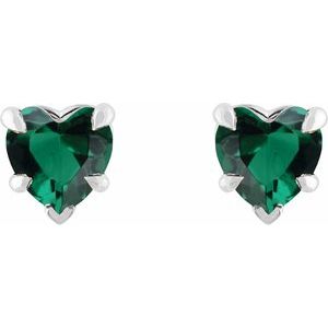 Platinum Lab-Grown Emerald Stud Earring – image 2