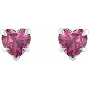 14K White Gold Natural Pink Tourmaline Stud Earring – image 2