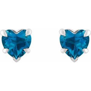 Platinum Natural London Blue Topaz Stud Earring – image 2