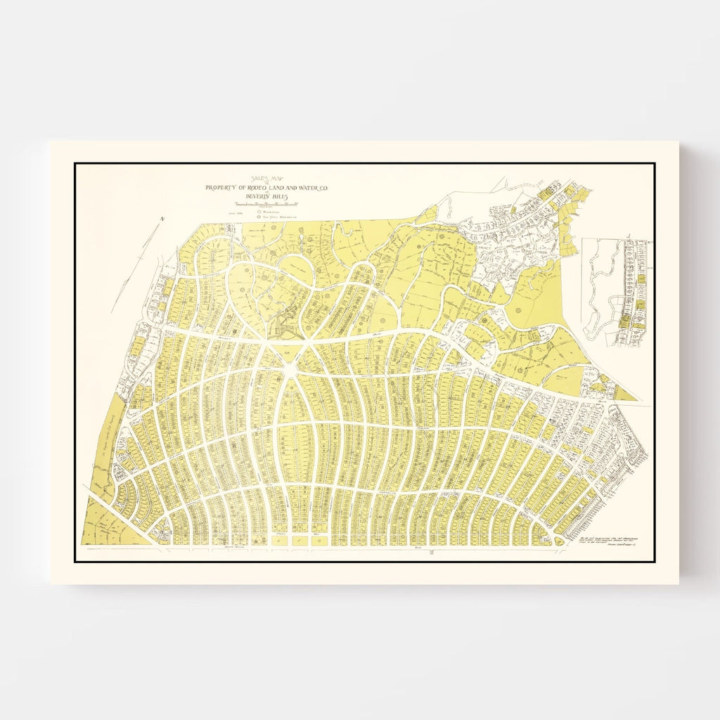 Vintage Map of Beverly Hills, California 1940