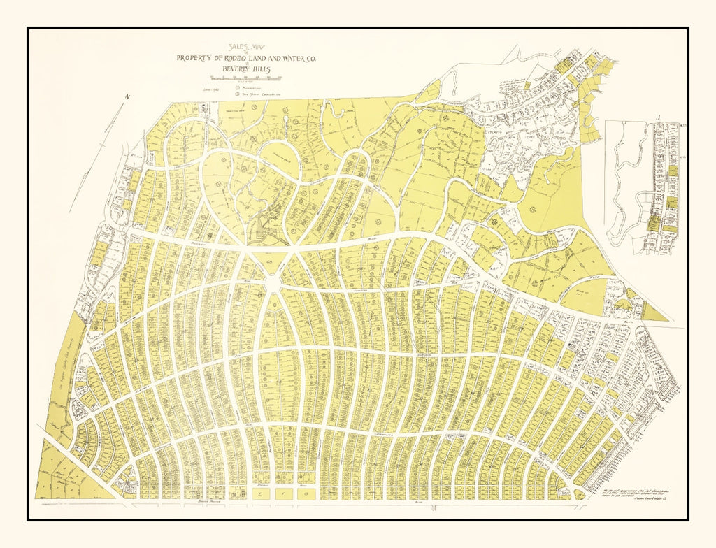 Vintage Map of Beverly Hills, California 1940