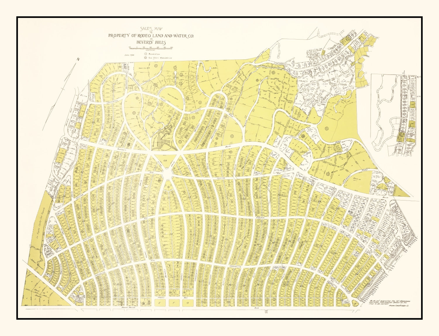 Vintage Map of Beverly Hills, California 1940