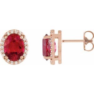 Oval 4-Prong Halo-Style Low Stud Earring