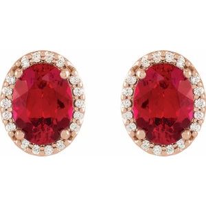 Oval 4-Prong Halo-Style Low Stud Earring