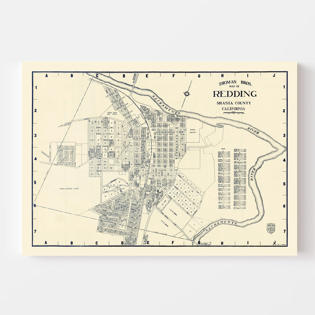 Vintage Map of Redding, California 1920