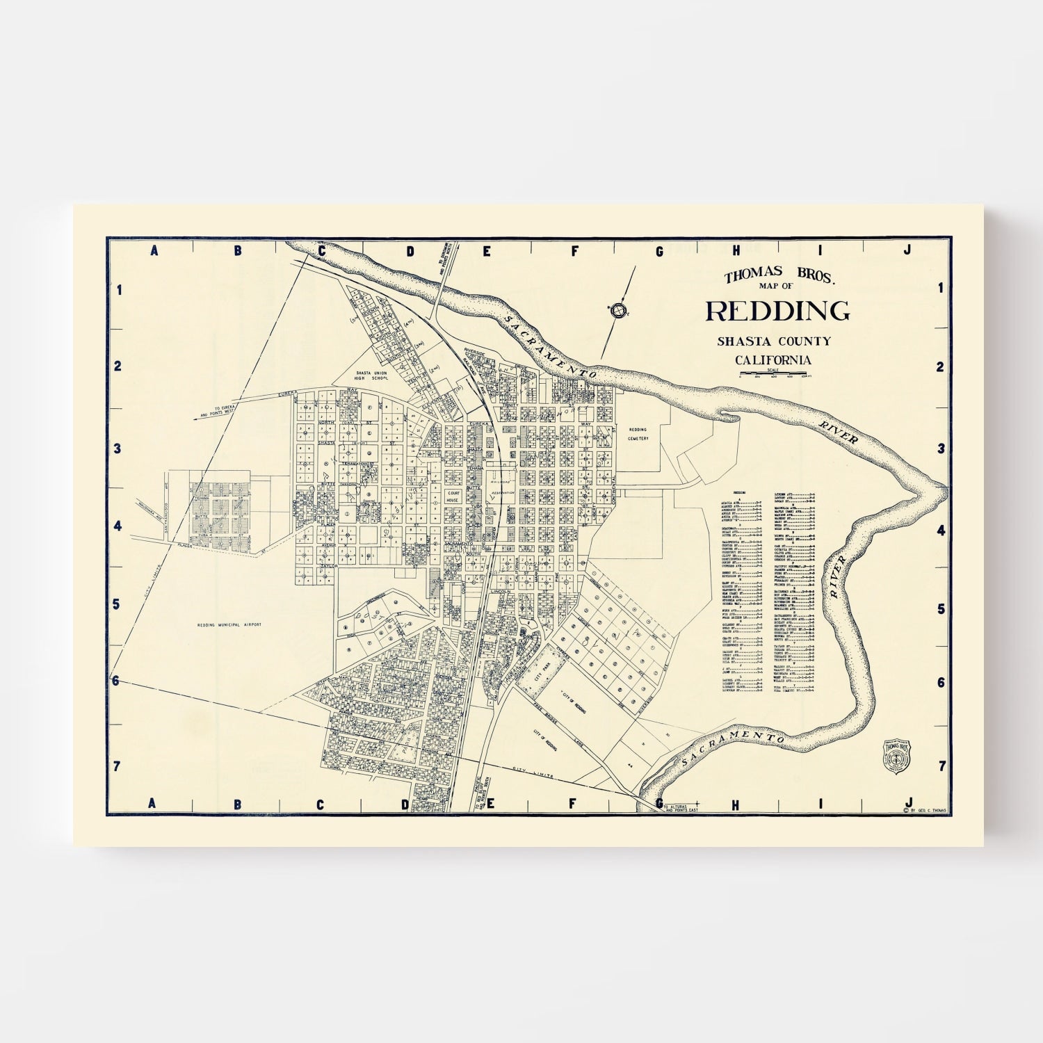 Vintage Map of Redding, California 1920