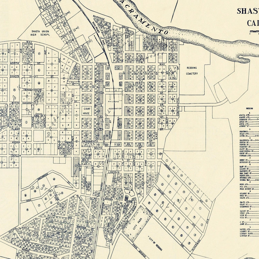 Vintage Map of Redding, California 1920