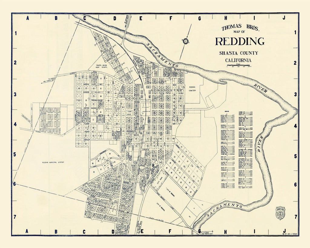 Vintage Map of Redding, California 1920