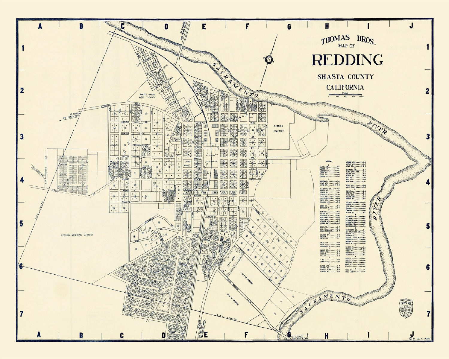 Vintage Map of Redding, California 1920