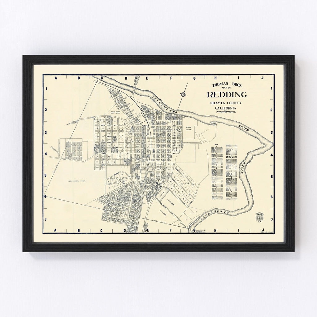 Vintage Map of Redding, California 1920