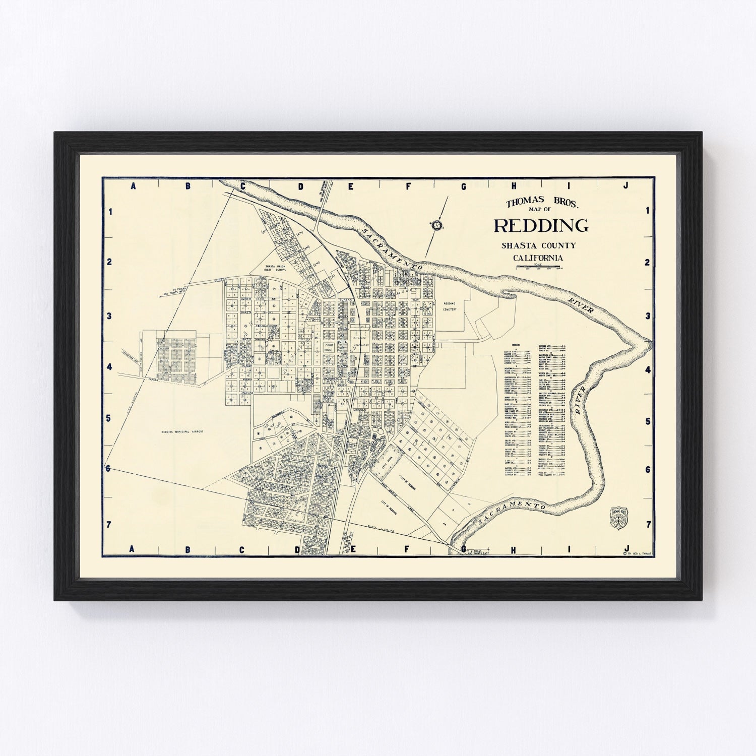 Vintage Map of Redding, California 1920