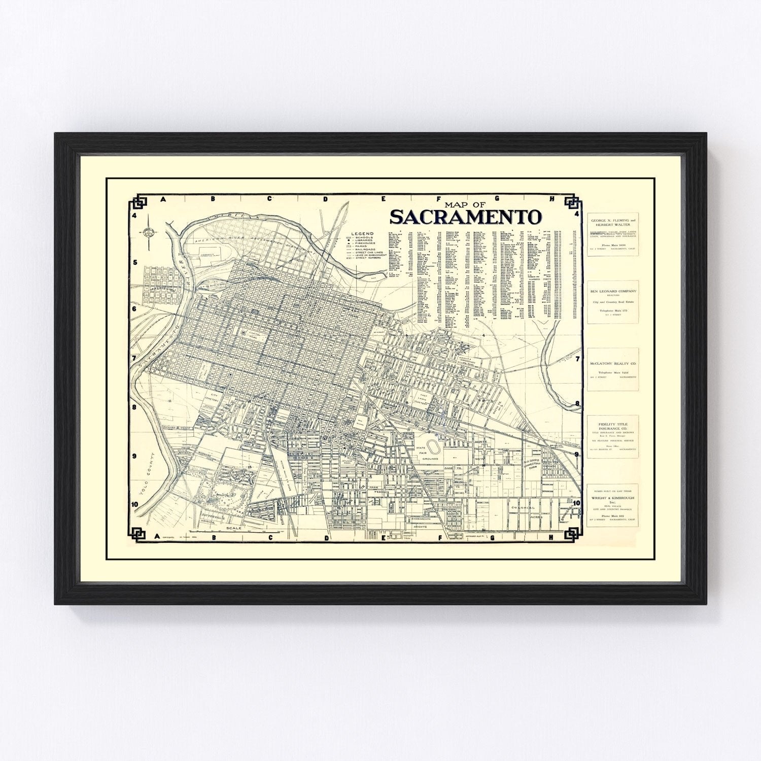 Vintage Map of Sacramento, California 1920