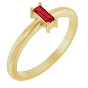 14K Yellow Gold 5x2 mm Lab-Grown Ruby Stackable Ring