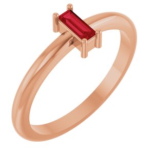14K Rose Gold 5x2 mm Lab-Grown Ruby Stackable Ring