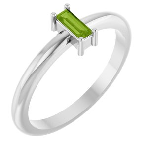 14K White Gold Natural Peridot Stackable Ring
