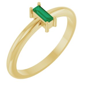 14K Yellow Gold 5x2 mm Lab-Grown Emerald Stackable Ring