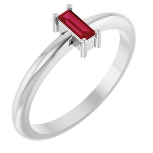 14K White Gold Natural Ruby Stackable Ring