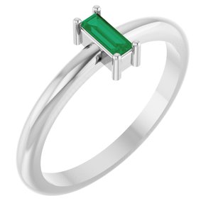 14K White Gold 5x2 mm Lab-Grown Emerald Stackable Ring