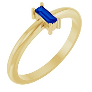 14K Yellow Gold 5x2 mm Lab-Grown Blue Sapphire Stackable Ring