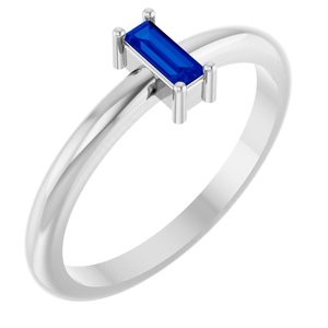 14K White Gold 5x2 mm Lab-Grown Blue Sapphire Stackable Ring
