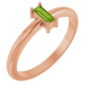 14K Rose Gold Natural Peridot Stackable Ring