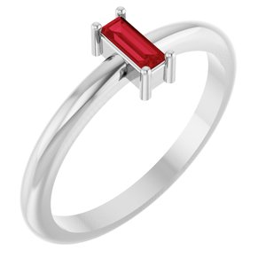 Sterling Silver 5x2 mm Lab-Grown Ruby Stackable Ring