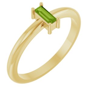 14K Yellow Gold Natural Peridot Stackable Ring