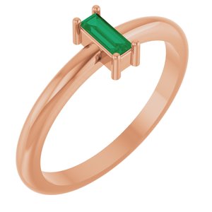 14K Rose Gold 5x2 mm Lab-Grown Emerald Stackable Ring