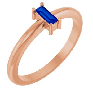 14K Rose Gold 5x2 mm Lab-Grown Blue Sapphire Stackable Ring