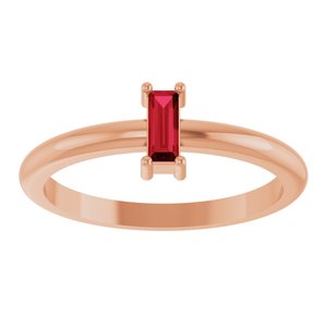 14K Rose Gold 5x2 mm Lab-Grown Ruby Stackable Ring