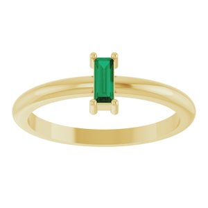 14K Yellow Gold 5x2 mm Lab-Grown Emerald Stackable Ring