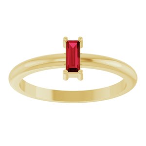 14K Yellow Gold 5x2 mm Lab-Grown Ruby Stackable Ring