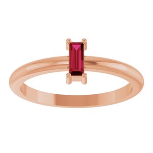 14K Rose Gold Natural Ruby Stackable Ring