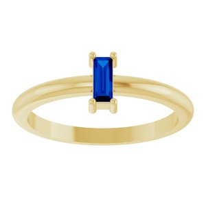 14K Yellow Gold 5x2 mm Lab-Grown Blue Sapphire Stackable Ring