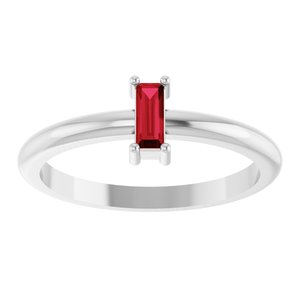 Platinum 5x2 mm Lab-Grown Ruby Stackable Ring